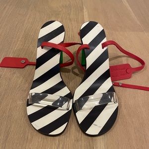 Off White Zip Tie Capri Heel in Green